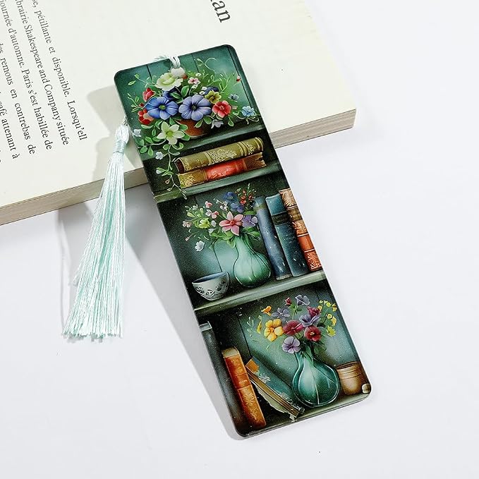 Colorful Art Flower Bookshelf Bookmark - Romantic Artsy Vibe Bookmarks, Perfect Reading Gift for Book Lovers, Bookworms and Friends (2pcs/Set A)