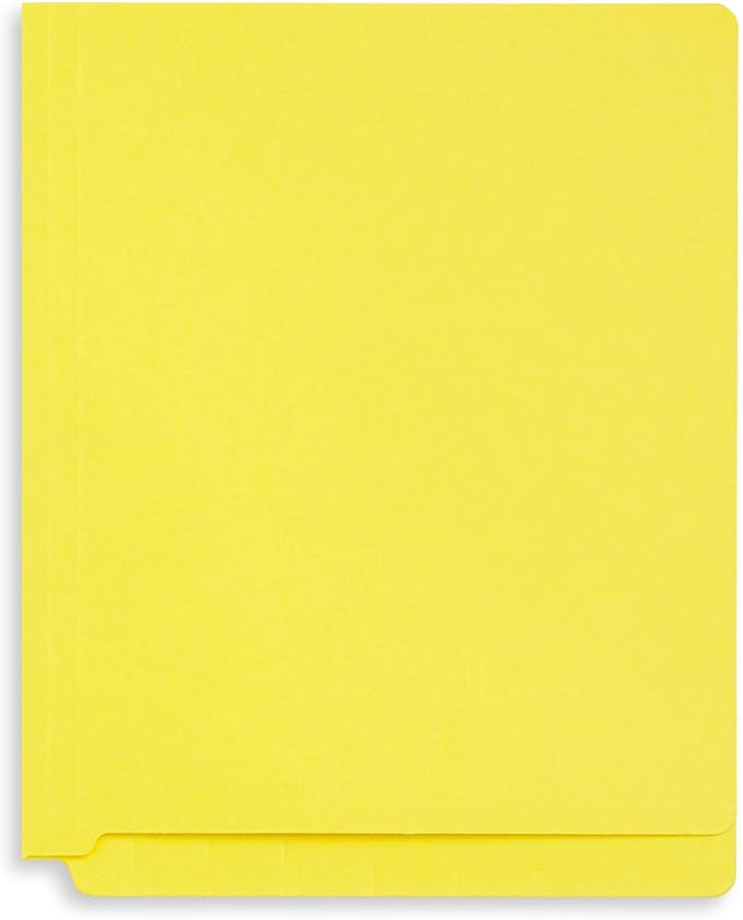 50 Yellow End Tab Fastener File Folders - Reinforced Straight Cut Tab - Durable 2 Prongs Designed to Organize Standard Medical Files, Receipts, Office Reports, and More - Letter Size, Yellow, 50 Pack
