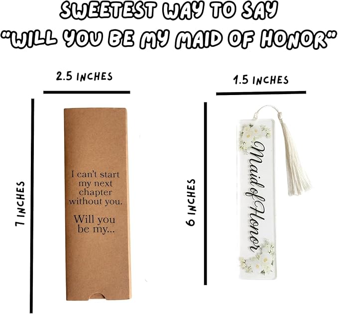 Gift for Maid of Honor Proposal Acrylic Floral Bookmark with Box, Will You Be My Bridesmaid Bridal Party Gift, Bachelorette Proposal