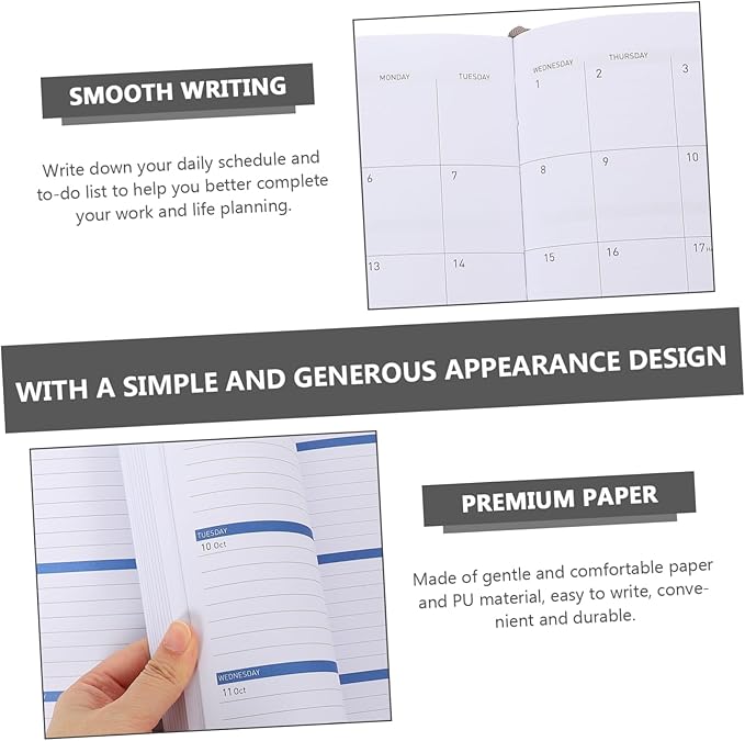 STOBOK 1set Convenient Portable Academic Planner Book Pu Calendar Organizer for Daily Scheduling -do Lists for Home and Office Use