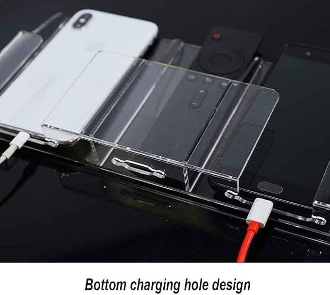 Acrylic Cell Phone Storage Holder Wall Mount TV Remote Control Media Storage Box Organizer White Back 3 Slots