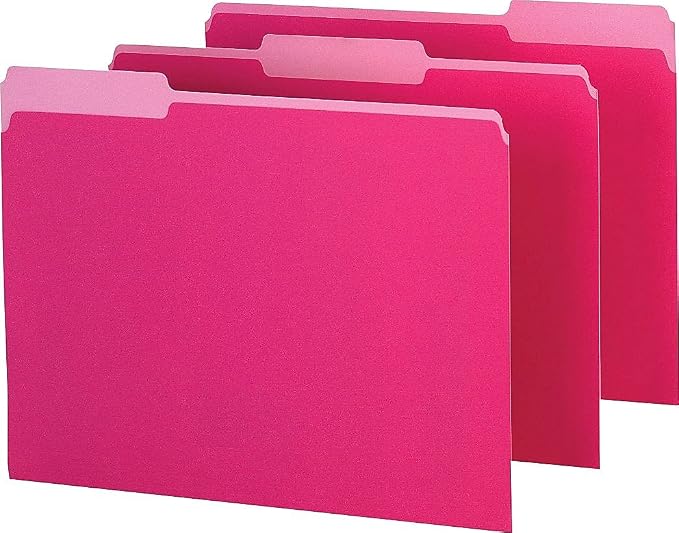Pendaflex Interior File Folders, 1/3 Cut, Top Tab, Letter Size, Pink, 100 per Box (4210 1/3 PIN)