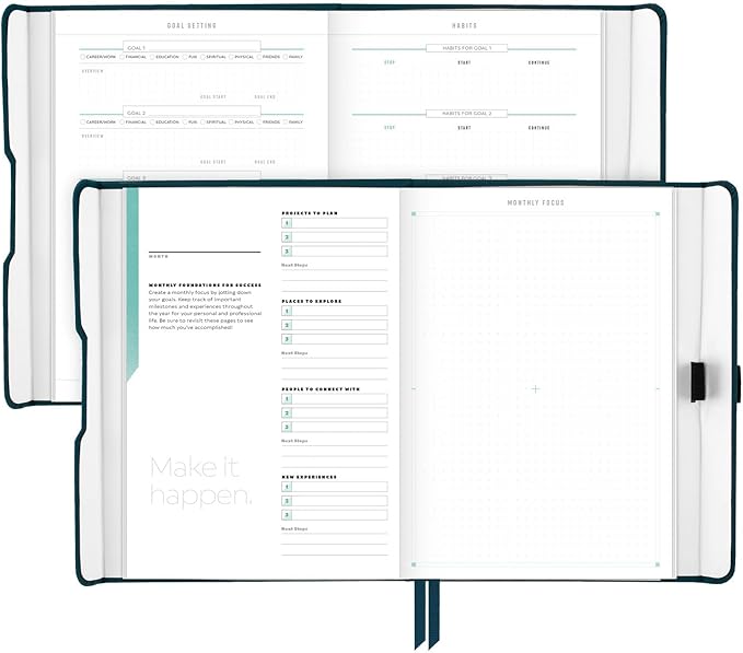 AT-A-GLANCE Foundation Planner, Undated Inspiration Journal, Set Goals, Track Progress, Create Habits, Weekly & Monthly, Small, 5-3/4" x 8-1/4", Blue (FD-200-20)