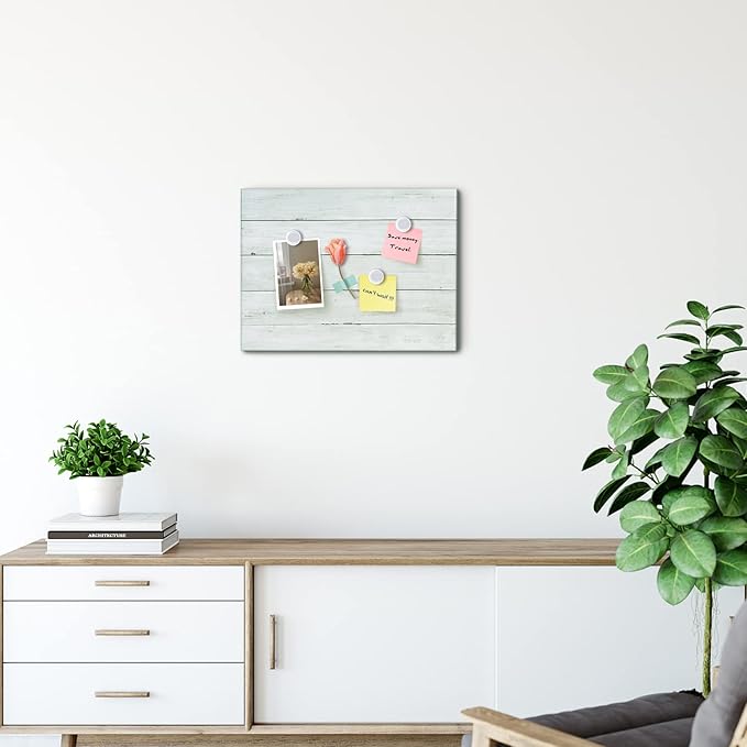 Wooden Planks Print Magnetic Surface Dry Erase Board, 12 x 16 inches Decorative White Board for Wall with Design, Frameless Dry Erase Board for Wall（Plank,4030,1pc）