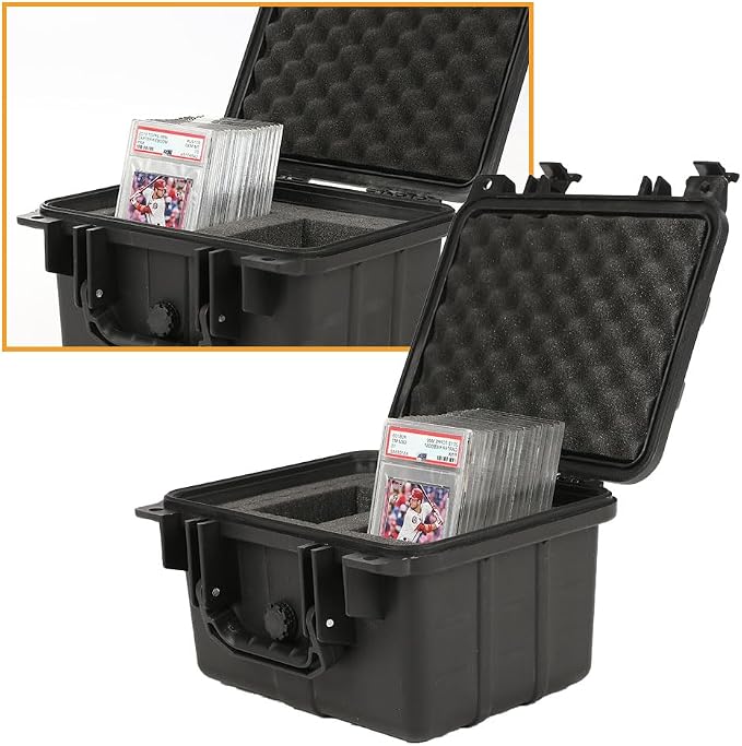 Storage Box for Collectible Cards, Tools, Screws, Craft Supplies DIY Adjustable Organizer Box with Removable Dividers & Protective Foam, Lightweight Stackable Storage Container Black Buckle