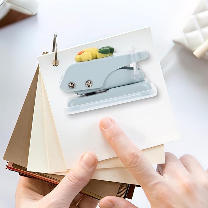 Toddmomy Handheld Circle Hole Punch for Loose-Leaf Paper Metal Resin Single Hole Puncher for Stationery