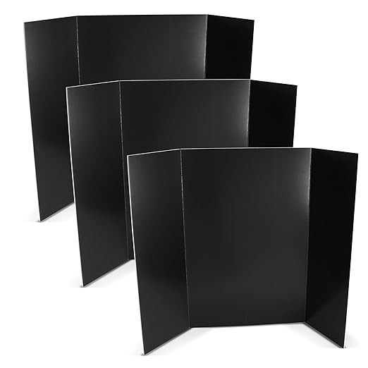 Flipside Products 36” x 48” Foam Project Boards for Presentations, Science Fair, School Projects, Event Displays and Trifold Picture Board - Black 3/16'' Thick - 3 Pack
