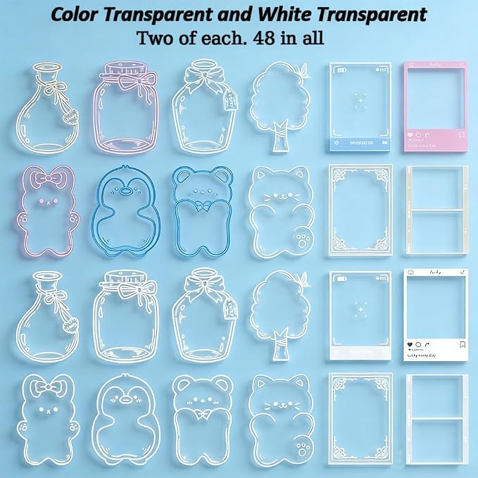 YCOSAN 70 Pcs Dried Flower Bookmark Kit, DIY Transparent Thousand Flower Bookmarks, Handmade Clear Bookmark Page