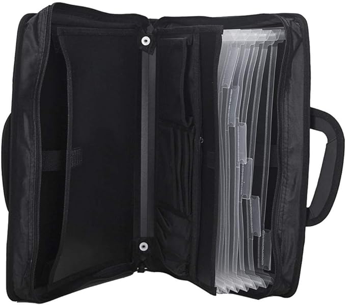 Business Portfolio Padfolio Briefcase for Laptop Document Receipt Note Storage Organizer Large Foldable Expandable File Folder Project Tablet A4 Paper Carrying Case Holder With Handles