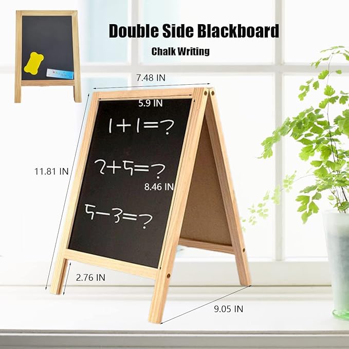 Freestanding Wooden A-Frame Double Sided Chalkboard Signs,12 x 8 Standing Chalkboard Sign Chalk Board Sandwich Board Easel,Sturdy Sandwich Board for Restaurant, Cafe, Business or Wedding