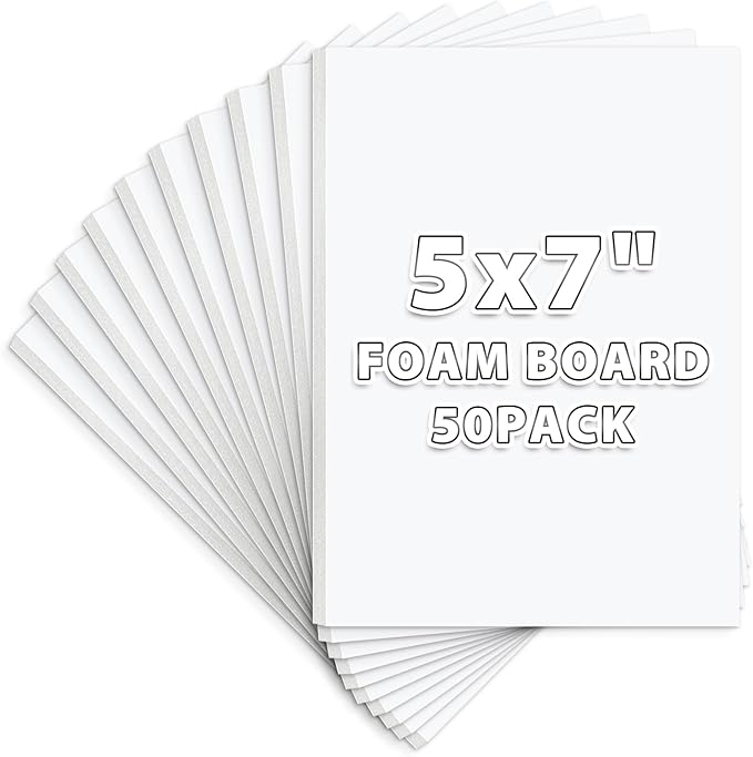 Golden State Art, Pack of 50, Foam Core Backing Boards (1/8" Thick, 5x7 White)