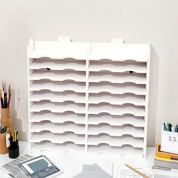 Ink Pad Holder,Stamping Pad Organizer Design for Stampin Up Wall Mount Painting Tray Rack for Crafts-Supply - 24 Slot