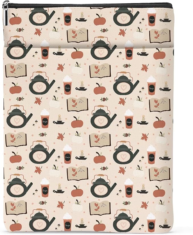 Book Sleeve Book Protector Book Pouch Book Lovers Gifts Bookish Gifts Book Cover with Zipper for Hardcover Paperback Washable Book Coffee Printed Gift Bag for Women Girl Boss Birthday, BookCover