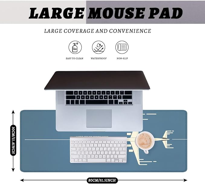 Inspirational Words Desk Pad Mouse Pad Minimalist Airplane Mousepad XL Large Gaming Mousepad Laptop Keyboard Mat Desk Pad Office Computer Keyboard Laptop Home 31.5"x11.8"