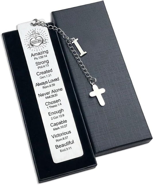Bible Bookmark for Women Book Lovers Sister Christian Book Marker Gifts for Reader Teens Girls Baptism Birthday Christmas Gift for Coworker Students Bookish Easter Gifts (Silver-I)