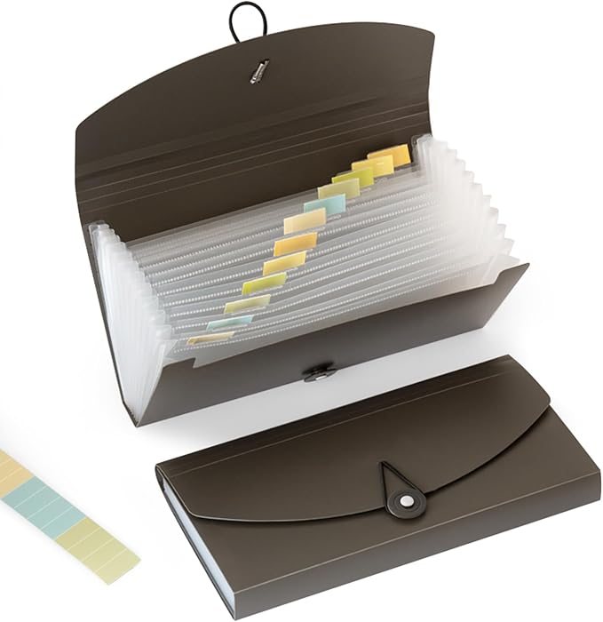 Check Size 13 Pocket Expanding File Folder, Accordion File Organizer Wallet Case for Coupon Receipt Storage,Business Document Organizer Wallet,10 x 5.5 inches (2)