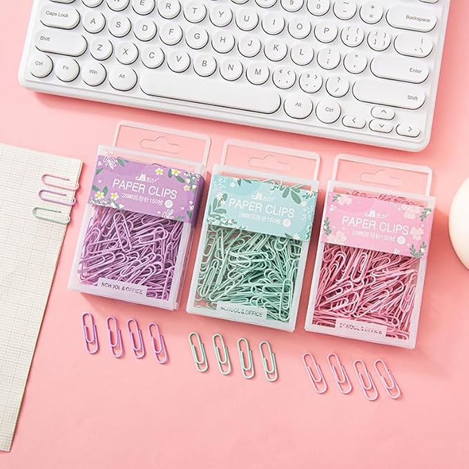Pink Paper Cilp Dispenser Holder Clear Acrylic Paper Clip Organizers with Top Clip Holders for Desk Cute Office Binder, Office and School Supplies