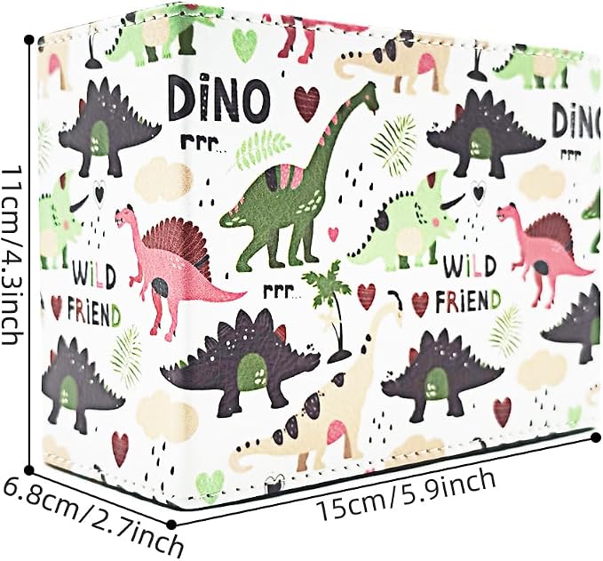 Pen Holder, Rectangle Vintage Pencil Holder with 2 Compartments, PU Leather Art Remote Control Holder Organizer Storage for Desk Accessory (Dinosaur)