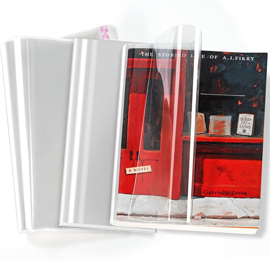 Clear Book Covers 50 PCS for 8 1/2" Tall Books, Adjustable Book Covers, Protect Against Wear and Tear, Water and Dust, Archival Safe, Adjustable for Book Size: 8 1/2" Tall x Up to 15" Long (50 Pack)