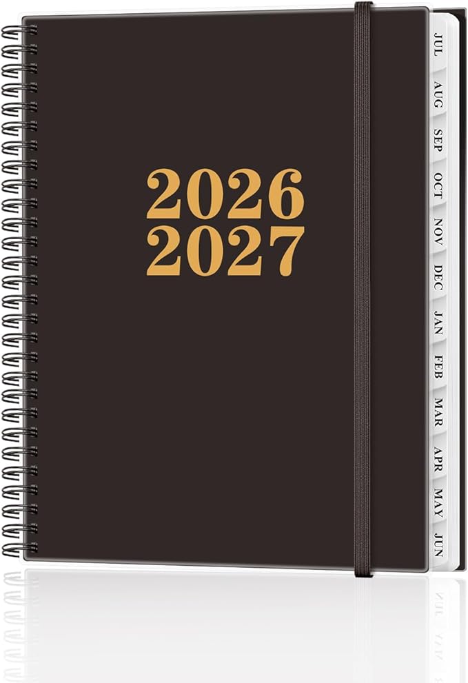 Planner 2026-2027 - Academic Planner from July 2026 to June 2027, Weekly & Monthly Planners Spiral Bound with 12-Month Tabs, Inner Pocket, 8.5" x 11", Black