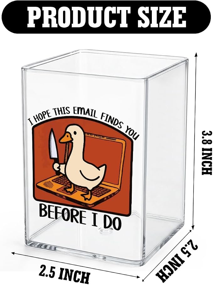 Funny Silly Goose Office Quotes Desk Pencil Holder Appreciation Administrative Professional Day Gifts for Women Men Manager Coworker Friend Acrylic Pen Holder Pencil Pen Cup