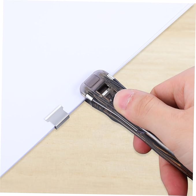 HEMOTON Multi-Function Manual Stapler with Fastener Clip Dispenser and Reusable Paper Clamp, 2pcs Desktop Office Staplers with 200pcs Binding Clips for Document Organization and File