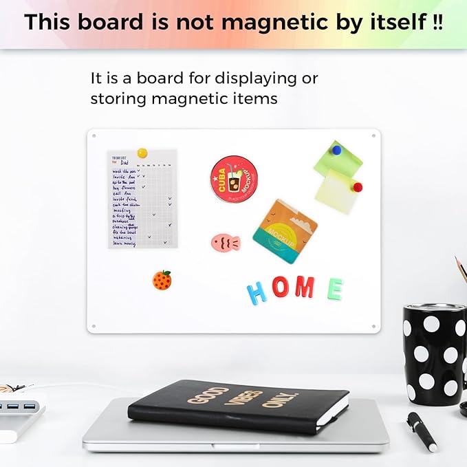Thboxes 2 Pack Magnetic Board, 17" x 11.8" Metal Magnet Board for Wall Magnet Bulletin Boards for Cabinet Refrigerator Home Office to Display Magnetic Spice Jars Fridge Magnets Notes Photos (White)