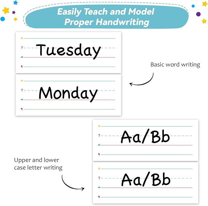 Naozinebi Jumbo Magnetic Sentence Strips 22x8in Dry Erase Writing Strips, Colorful, 4 Count, Paper, Magnet, Educational/Child-friendly, Multicolored