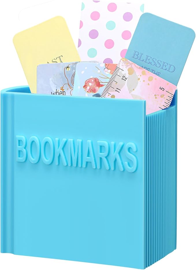 Honeydak 3D Printed Book Shaped Bookmark Holder Book Lover Gift Bookish Accessory Office Desk Supplies Funny Bookmark Accessories End of Year Gift for Teacher(Blue)