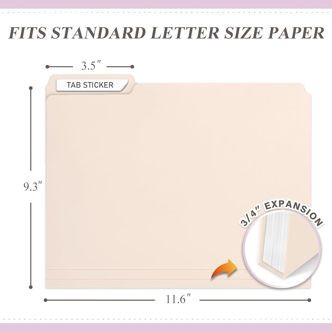 H4D 30 Pack Plastic File Folders Heavy Weight, Poly Colored File Folders 1/3-Cut Tabs with Sticky Labels, Letter Size, Pastel Colors