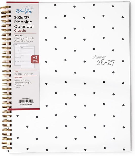 Blue Sky 2026-2027 Weekly and Monthly Academic Year Planner Calendar, July 2026 - June 2027, 8.5" x 11", Flexible Cover, Wirebound, Laminated Tabs, Storage Pocket, Pippi