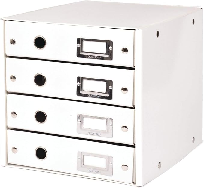 Xyron Click N Store 4-Drawer Craft Storage Box, 11-1/4" x 13-1/2" x 11", White (627126)