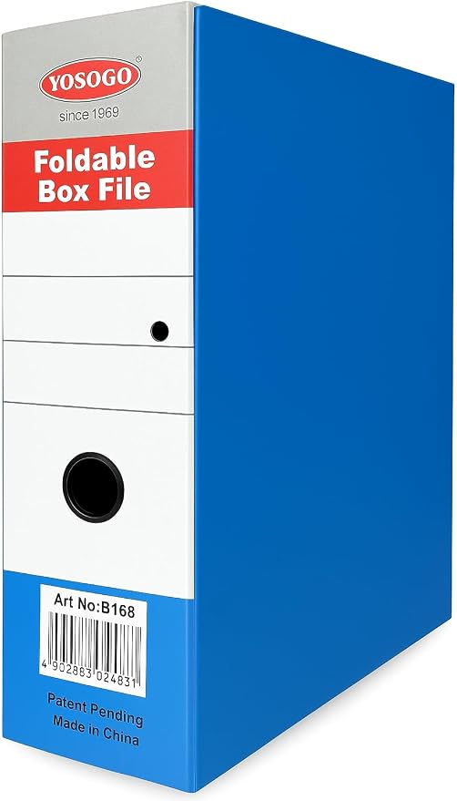 Blue Folding Box File Binder Folder - Portable and Convenient Document Organizer with Magnetic Closure - Instantly Fold and Unfold to Save Space. Made from Eco-Friendly Recycled Carboard (2)