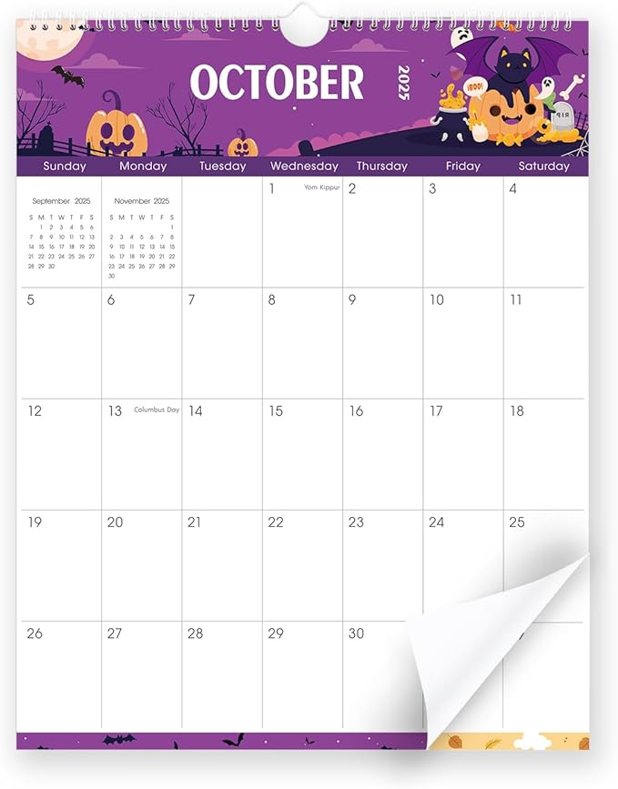 SKYDUE Wall Calendar 2025-2026, 18 Months Calendar from Jul. 2025 to Dec. 2026, 14.5 x 11.5 Holiday Theme Vertical Wall Calendar with 280 Planner Stickers