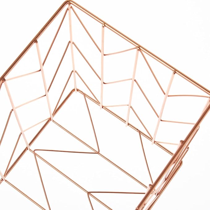 Y YOMA Hanging File Organizer, Letter Size Rose Gold Metal Desk File Crate Storage Basket for Home Office, 1 Pack