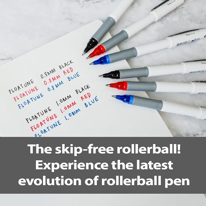 Pentel Floatune Rollerball, 0.8mm Medium Line, Blue Ink, 12 Pack