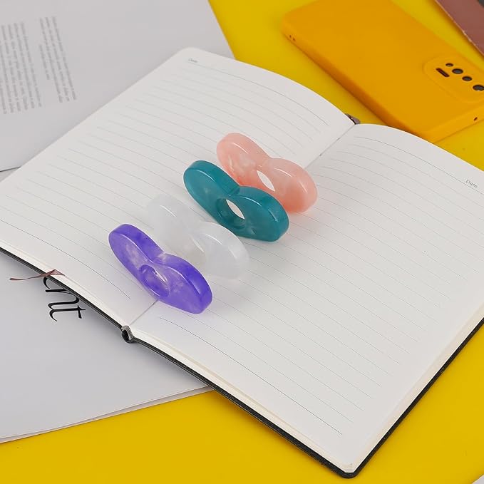 Kartterfly Thumb Page Holder for Reading 2Pack, Starry Sky Thumb Bookmark, Heart-Shaped Book Opener Holder, Book Finger Page Holder, Book Accessories for Reading Lovers(Pink,White)