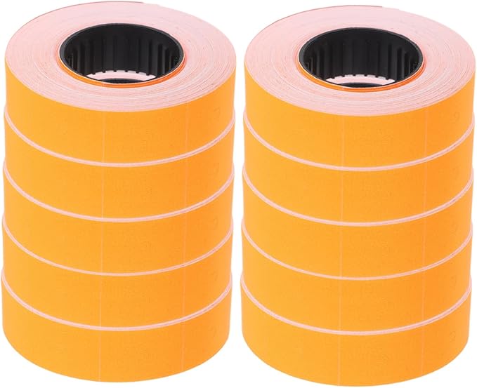 Gadpiparty 10rolls Orange Price Labeller Paper Dual-line Price Tag Labels for Retail Easy to Use Printing Labels Per Roll and Labeling