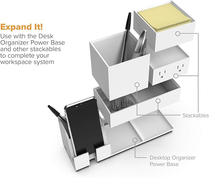 Bostitch Office Konnect Pencil Cup Desk Organizer, Pen Cup, 2-Pack, White