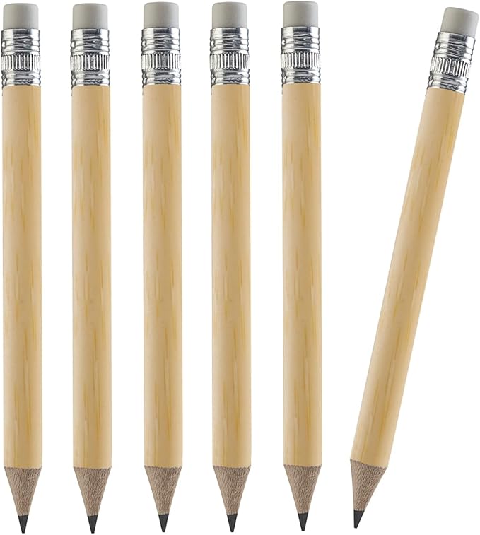 TH Golf Wood-Cased #2 Mini Pencils With Eraser, Pre-sharpened, HB Lead Bulk Box, 200 Count (Natural)