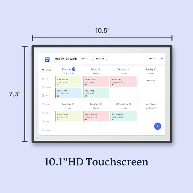Digital Calendar, Smart WiFi Electronic Calendar&Chore Chart, IPS Touch Screen HD Display for Family Schedules, Share Moments Instantly from Anywhere (Black, 10.1)