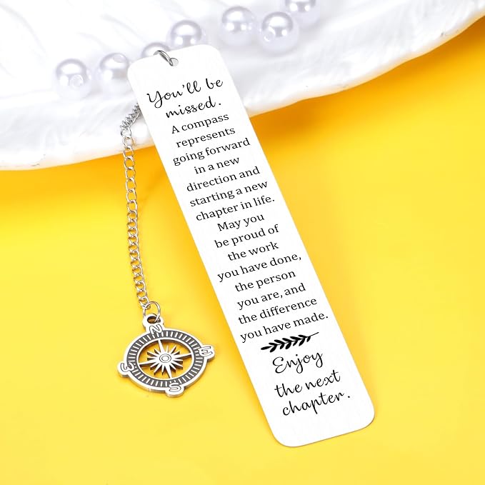Coworker Leaving Gifts for Women,Farewell Going Away Goodbye Gifts for Coworker Friends Her Nurse Boss Teacher Employee Compass Bookmark You Will Be Missed Retirement Gift for Women