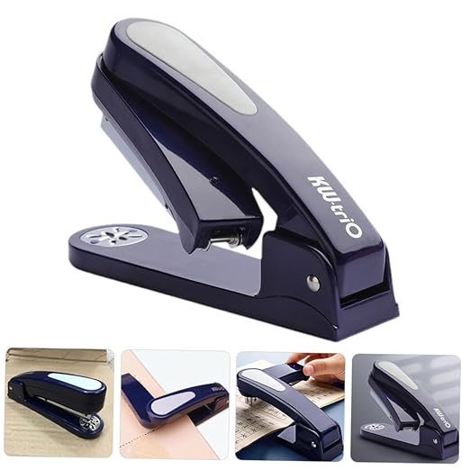 SEWACC Multi-Function Rotary Desk Stapler 360° Rotating Office Binding Stapler for Home and School Use Portable with One-Hole Puncher Black