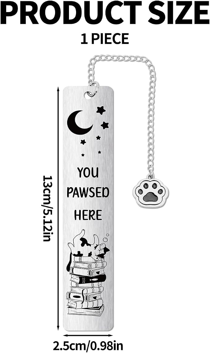 Cat Bookmark Gift for Cat Lovers, Cute Sleeping Kitten Metal Book Mark You Pawsed Here Bookmark Reading Accessories for Women Men Friends Readers Club Gift