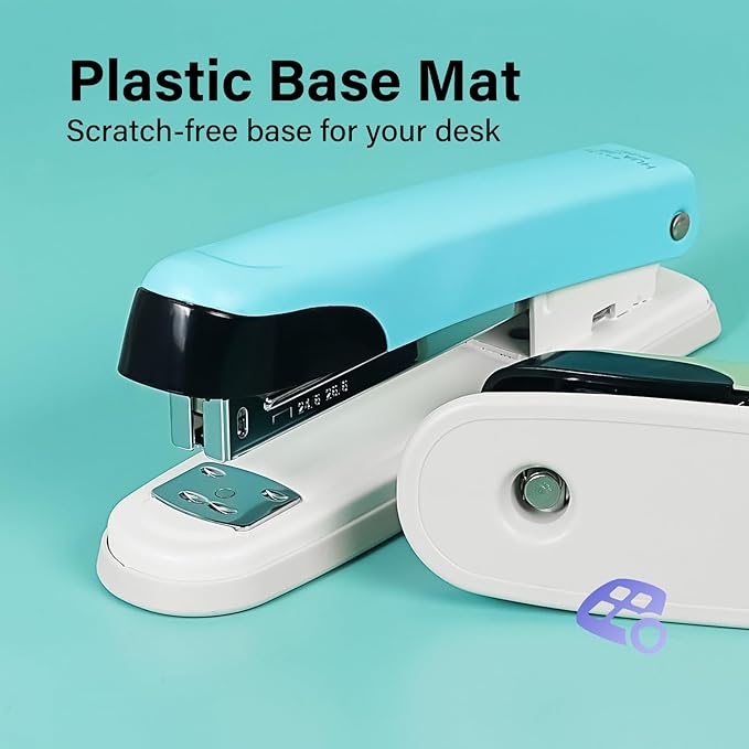 Metal Stapler, 6.5-Inch Desktop Stapler, 25 Sheet Capacity, Includes 1000 Staples for Office Durable Use (1, Purple)