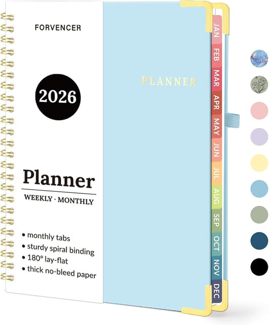 2026 Planner, Forvencer Calendar Planner Weekly and Monthly, Jan 2026-Dec 2026, 6" X 8", Hardcover Agenda Book, Daily Journal Organizer with Inner Pocket, Notebook for Office School, A5, Blue