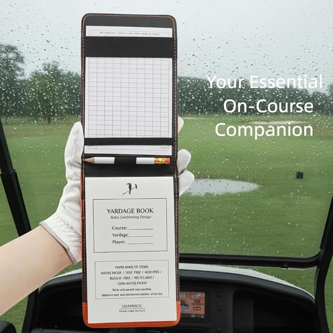 Leather Golf Scorecard Holder & Yardage Book Cover – Slim Microfiber Leather Case for Walking Players | Fits 4.5"x7" Scorecards & Yardage Books | Bonus Pencil & Scorecards