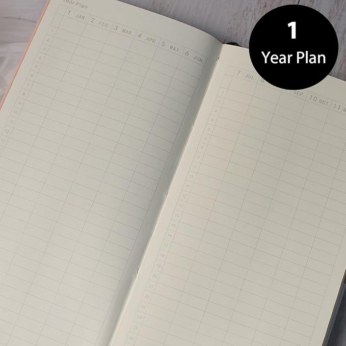 Fromthenon PU Leather Weekly Plan Portable Planner Year Month Week Mini Slim Notebook Journal Schedule For Traveler Student Office (Pink)