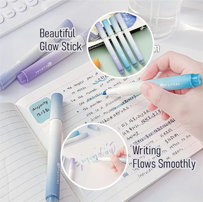 39PCS Macaron color School Supplies set，5 ballpoint pens，notebooks, pencil cse, sticky notes ，6mechanical pencil，2Correction Tapes，4fluorescent pens