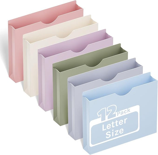 2 Inch Plastic Manila File Jacket & File Pockets,Heavy Duty 2 Inch Expanding Manila Pocket File Folders Letter Size,Reinforced Project File Jackets,Job Folders File Jackets-Assorted Color